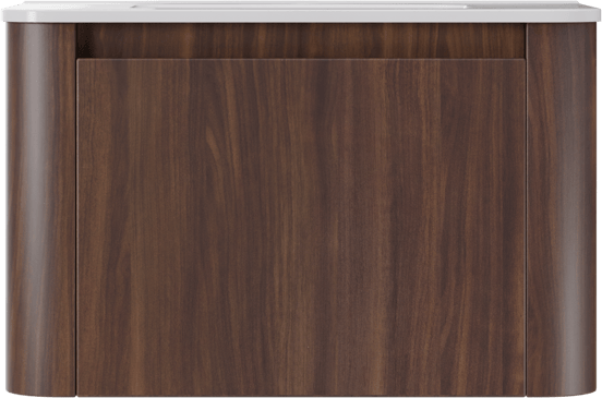 Storke Soft hängendes Möbelstück Set: 80 x 46 cm, Nussbaum, mit Kera Soft Einzelwaschtisch Keramik Weiβ glänzend