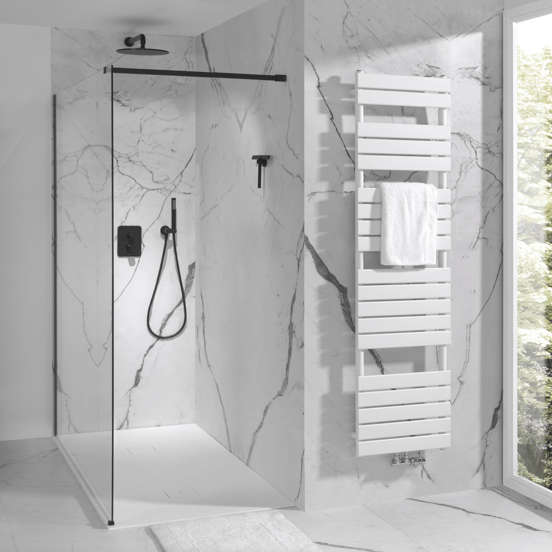 Blaufoss Round 300 tête de douche ronde avec support mural 30 cm noir mat