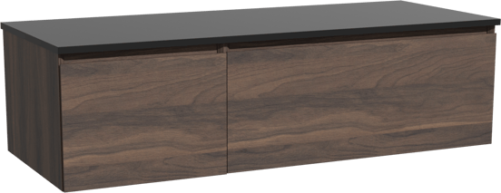 Storke Edge hängendes Möbelstück Set: 130 x 52 cm, Nussbaum, mit Panton Einzel- oder Doppel Waschtischplatte, Pulverbeschichtetes MDF Schwarz matt