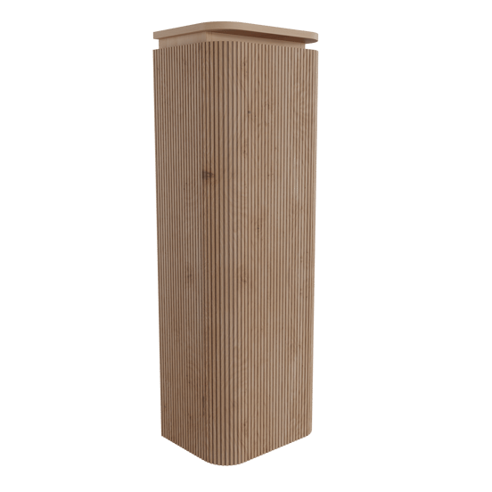 Balmani Moon zwevende badkamerkast links natuur eiken 44 x 32 x 130 cm vert. sym. groef