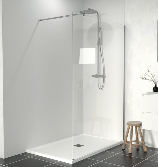 SanyOne douche à l'italienne 120 x 195 cm verre transparent profil chrome brillant
