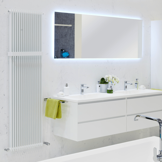 Vipera Corrason radiateur de salle de bains simple 50 x 180 cm chauffage central blanc brillant raccordement latéral 1.649W