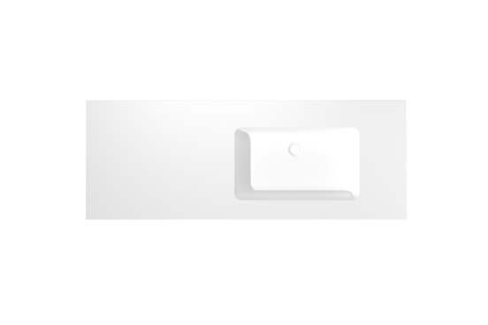 Storke Mata plan vasque asymétrique à droite mat solid surface 140 x 52 cm combinaison armoire 45 cm