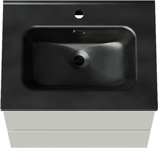 Linie Lado zwevend badmeubel 60 x 46 cm greige met Baro enkele wastafel in porselein mat zwart