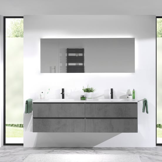 Balmani Giro Badspiegel mit Beleuchtung: Rechteckig, 180 x 65 cm, mit Anti-Beschlag Spiegelheizung