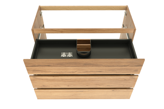 Balmani Lucida meuble sous-vasque a poser 120 x 55 cm teck 3 tiroirs