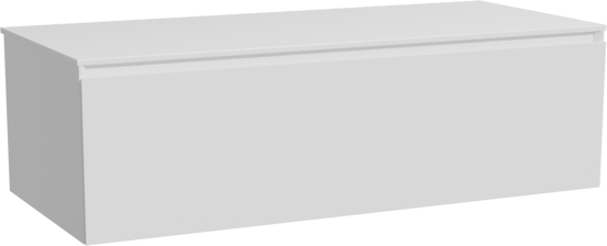 Storke Edge hängendes Möbelstück Set: 120 x 52 cm, Weiß glänzend, mit Tavola Einzel- oder Doppel Waschtischplatte, Solid Surface Weiß matt