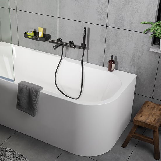 Blaufoss Round Handbrause-Set: 1jet, Schwarz Matt