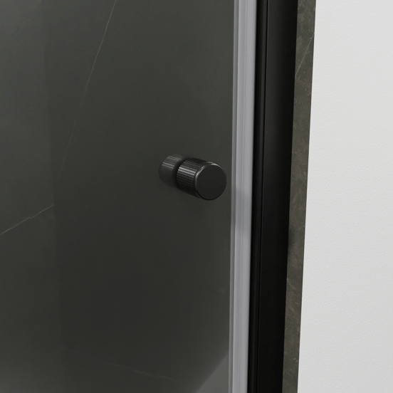 Luca Varess Kuresa Duschtür: Drehtür, 80 x 200 cm, Klarglas, Schwarzes Profil, matt