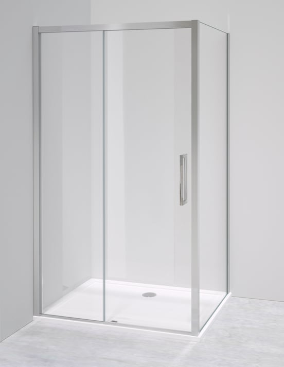 Luca Varess Senses douchecabine met schuifdeur en vaste zijwand 90 x 120 cm helder glas glans chroom profiel