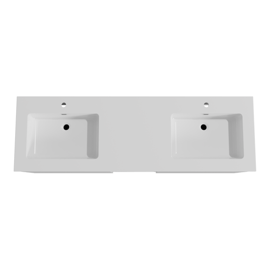 Storke Edge zwevend badmeubel 165 x 52 cm hoogglans wit met Diva dubbele wastafel in composietmarmer hoogglans wit