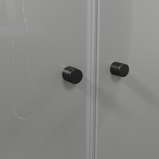 Luca Varess Kuresa porte battante 100 x 200 cm verre transparent avec bande mate profil noir mat