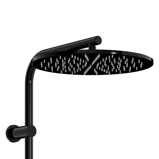 Blaufoss Round 300 Duschsystem mit Thermostat-Armatur Schwarz Glänzend