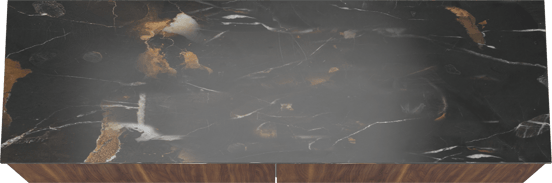 Balmani Sfera meuble salle de bains suspendu 180 x 55 cm noyer américain avec Stretto tablette simple ou double en marbre portoro gold