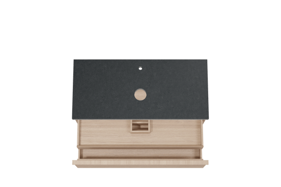 Balmani Forma meuble salle de bains suspendu 120 x 55 cm chêne naturel avec Rock tablette simple en granit noir, Nervure gauche symétrique horizontale