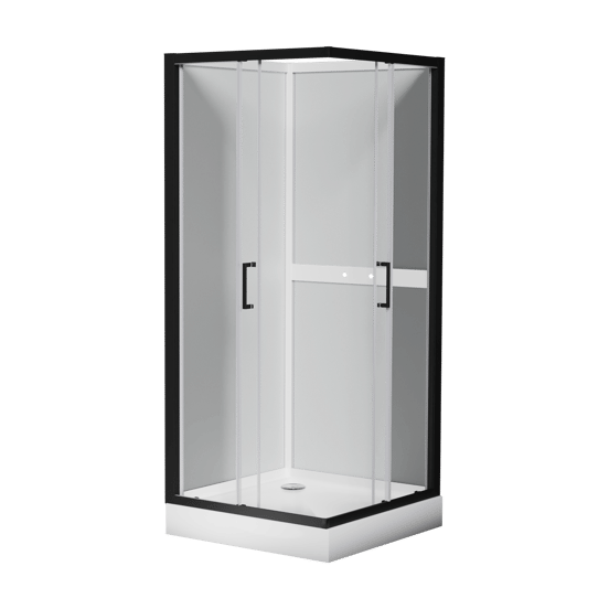 Luca Varess Talan douchecabine met schuifdeuren 90 x 90 cm helder glas mat zwart profiel