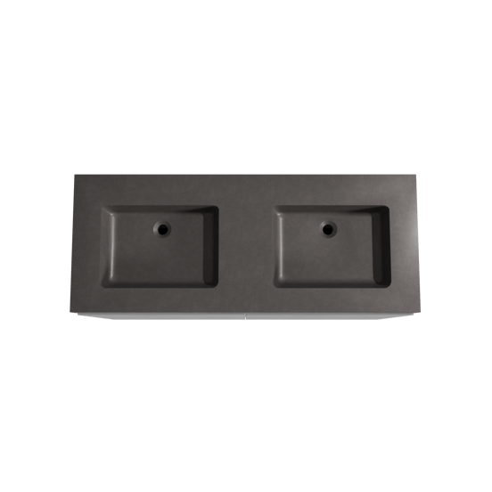 Storke Edge meuble salle de bains à poser 130 x 52 cm béton gris foncé avec Scuro High double vasque en quartz noir mat