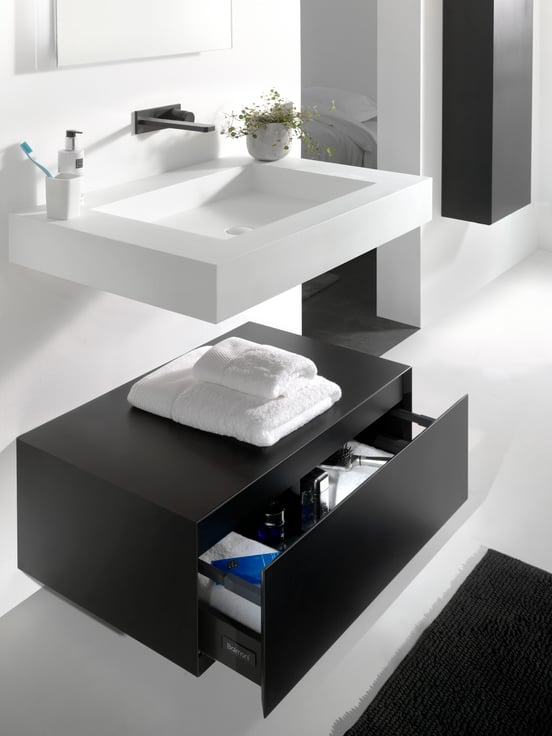 Balmani Mitra Elements zwevende wastafelonderkast 90 x 50 cm mat zwart 1 lade