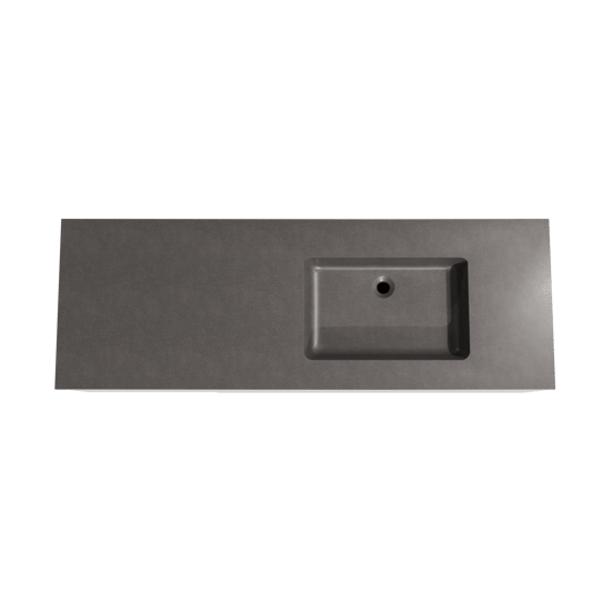 Storke Edge zwevend badmeubel 150 x 52 cm mat wit met Scuro asymmetrisch rechtse wastafel in kwarts mat zwart