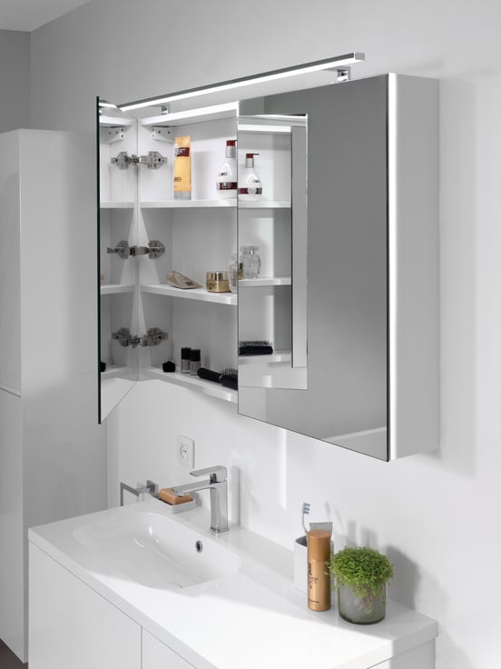 Storke Reflecta Spiegelschrank Bad: 100 x 75 cm, Weiß Glänzend