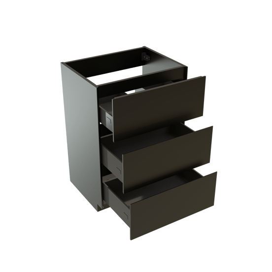 Storke Edge meuble sous-lavabo a poser 60 x 46 cm noir mat 3 tiroirs