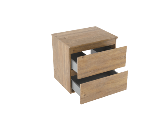 Linie Lado hängendes Möbelstück Set: 60 x 46 cm, Naturbelassene Eiche, mit Lado Einzel Waschtischplatte, Melamin Naturbelassene Eiche