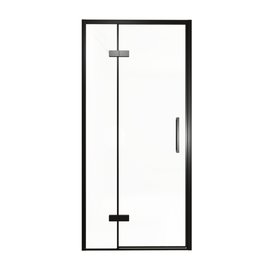 Balmani Senses Design douche draaideur links 100 cm x 210 cm Helder glas, Zwarte profielen