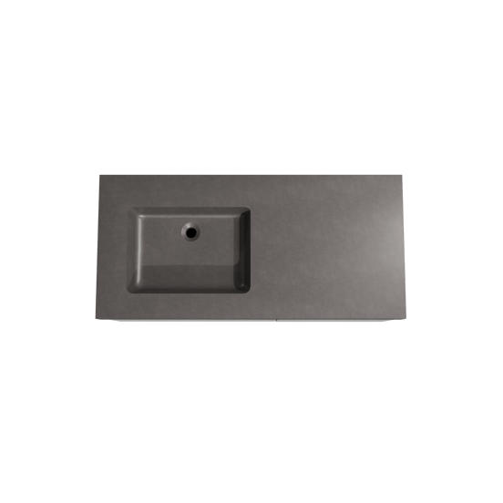 Storke Edge zwevend badmeubel 110 x 52 cm beton donkergrijs met Scuro High asymmetrisch linkse wastafel in kwarts mat zwart