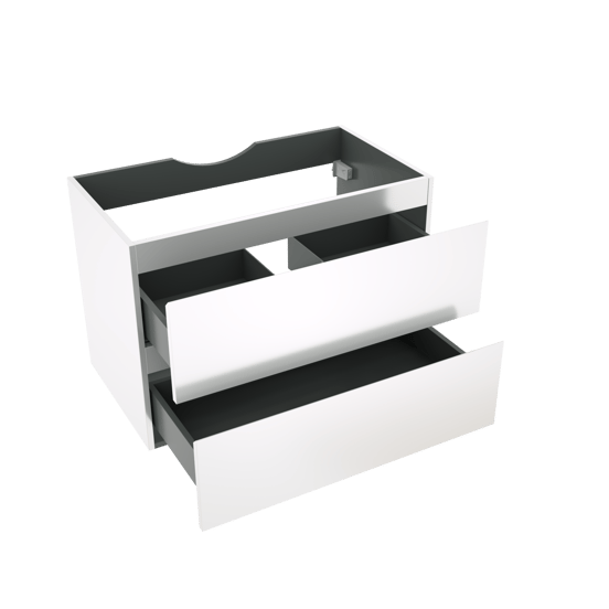 Linie Lado zwevende wastafelonderkast 80 x 46 cm Hoogglans Wit 2 lades