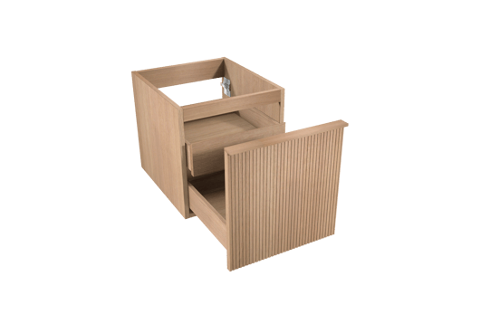 Balmani Forma zwevende wastafelonderkast 45 x 55 cm natuur eik 2 lades vert. sym. groef