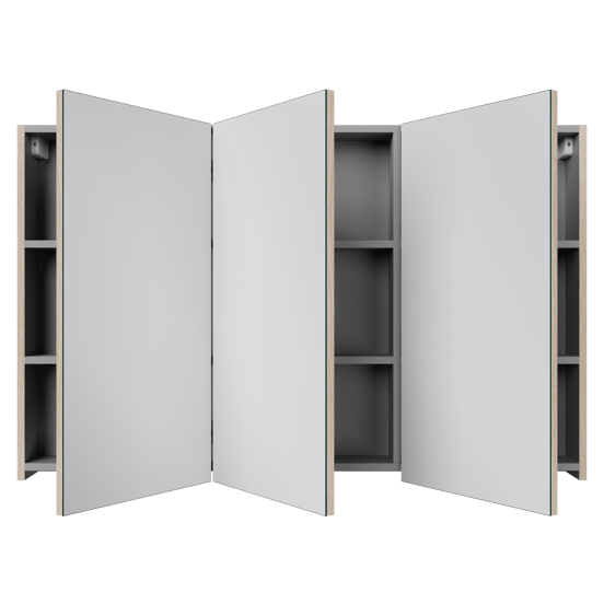 Linie Montro Spiegelschrank Bad: 120 x 75 cm, Eiche hell