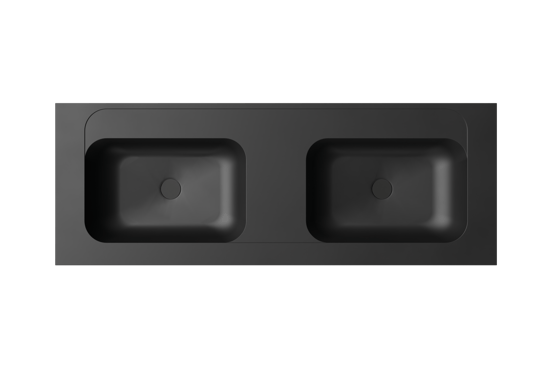 Balmani Tablo Strada double vasque top solid noire matte 150 x 55 cm