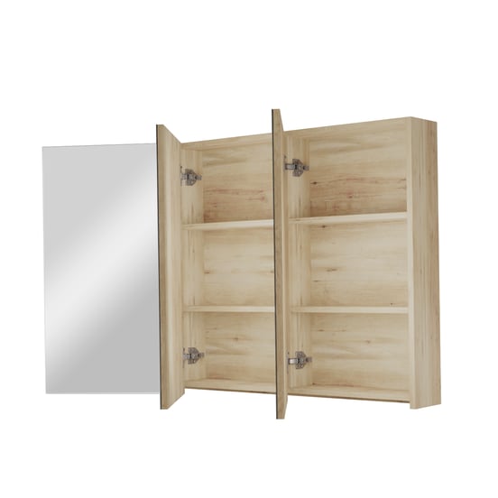 Linie Montro Spiegelschrank Bad: 100 x 75 cm, Eiche Natur