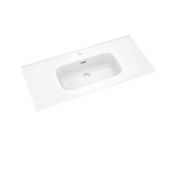 Linie Classo meuble salle de bains à poser 100 x 46 cm chêne naturel avec Baro plan simple en porcelaine blanc brillant
