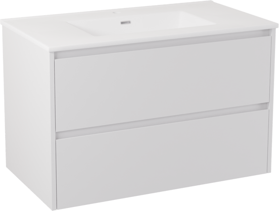 Storke Seda meuble salle de bains suspendu 95 x 52 cm blanc mat avec Kera double vasque en céramique blanc mat, bonde incluse