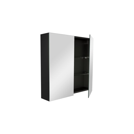 Balmani Mitra Spiegelschrank Bad: 75 x 72 cm, Schwarz Matt