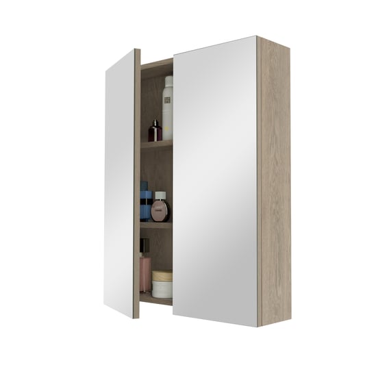 Linie Montro Spiegelschrank Bad: 60 x 75 cm, graue Eiche