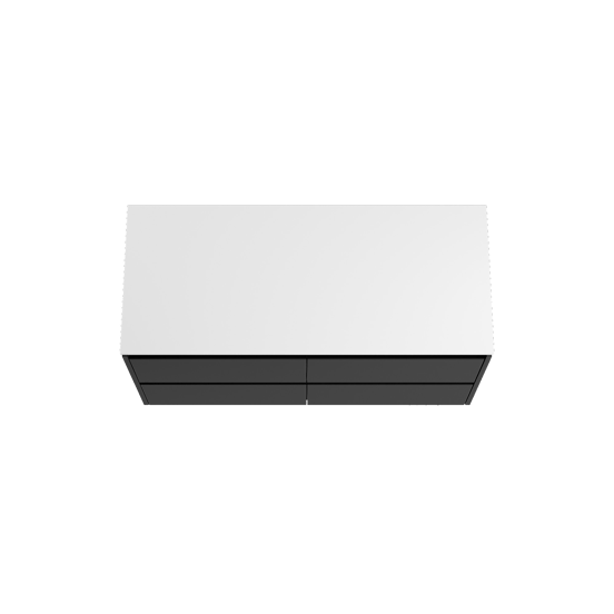 Storke Seda zwevend badmeubel 120 x 52 cm mat zwart met Tavola enkel of dubbel wastafelblad in solid surface mat wit