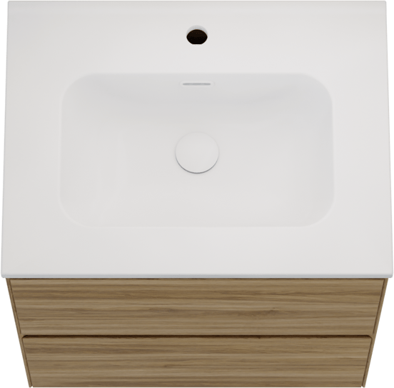 Balmani Mitra Compact zwevend badmeubel 60 x 46 cm wild eiken met Nostra enkele wastafel in porselein mat wit