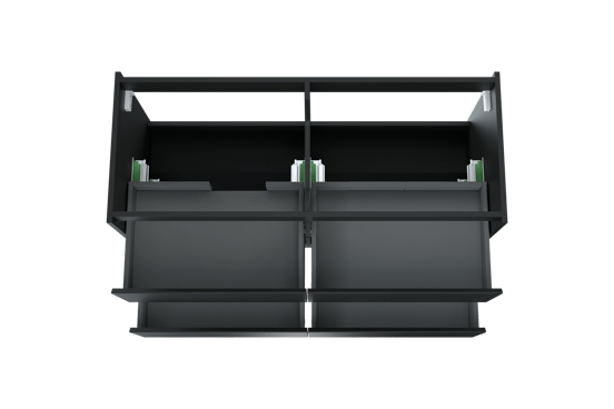 Storke Seda meuble sous-vasque suspendu 130 x 52 cm Noir Mat 4 tiroirs