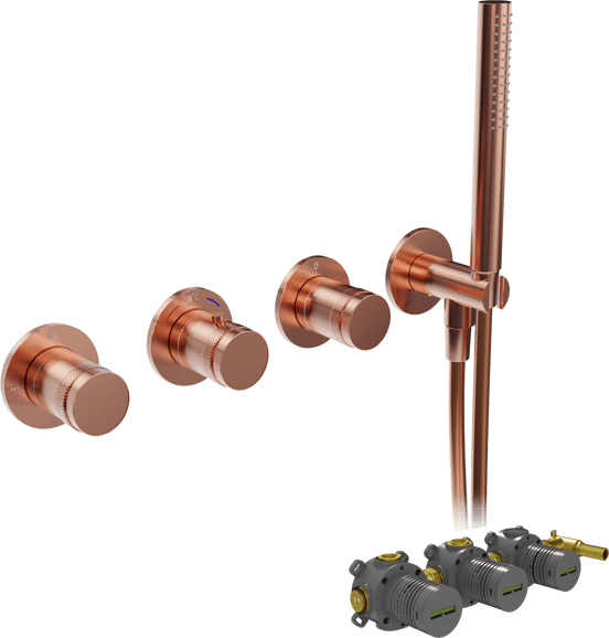 Blaufoss Pavilion thermostat de douche encastré Brushed Rosegold incl élément intégré