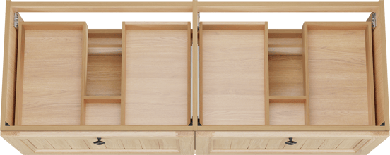 Balmani Lemon hängender Waschbeckenunterschrank: 150 x 55 cm, Naturbelassene Eiche Furnier, 4 Schubladen