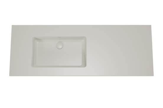 Storke Diva asymmetrisch linkse wastafel mat zijdegrijze top solid 140 x 52 cm