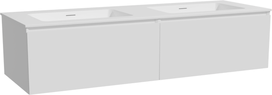 Storke Edge zwevend badmeubel 150 x 52 cm mat wit met Mata dubbele wastafel in solid surface mat wit