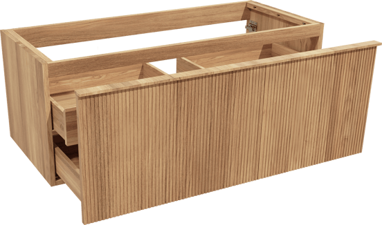 Balmani Forma zwevende wastafelonderkast 120 x 55 cm teak 2 lades vert. sym. groef