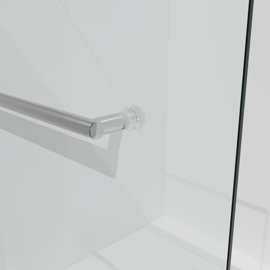 Luca Varess Kuresa enkele badwand 85cm helder glas met matte strook glanzend chroom profiel