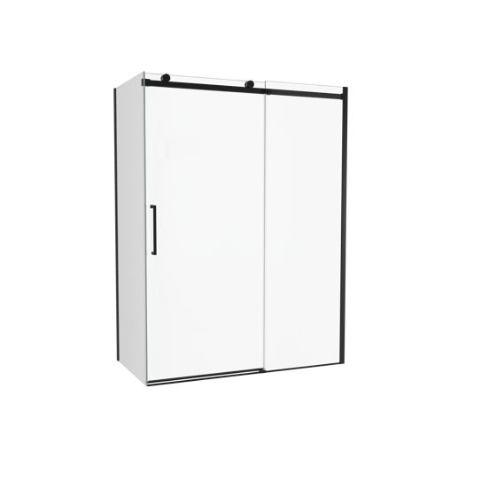 Luca Varess Boltano douchehoek met schuifdeur en vaste zijwand, 150 x 90 cm, helder glas, zwarte profielen