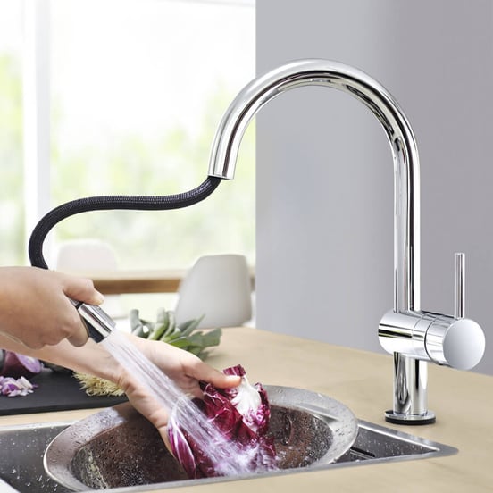 Grohe Minta C-uitloop keukenkraan met uittrekbare kop chroom 32321002