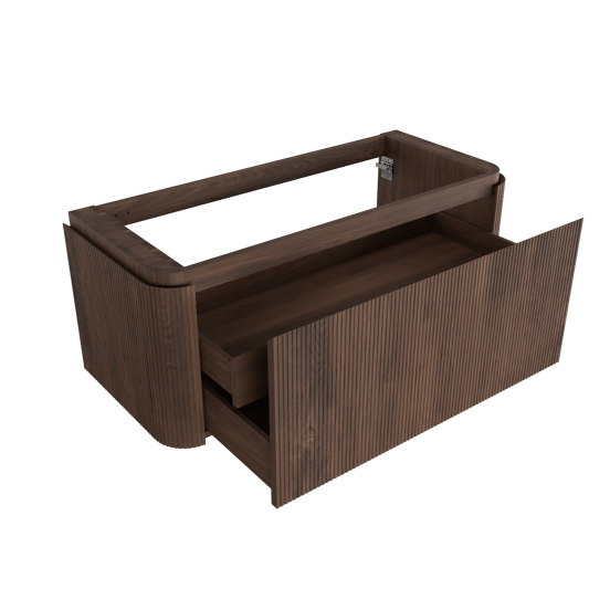 Balmani Moon zwevende wastafelonderkast 130 x 55 cm Amerikaanse notelaar 2 lades vert. sym. Groef