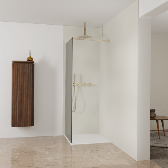 Balmani Modular inloopdouche: 80 x 200 cm, Rookglas, Brushed Champagne Gold profielen